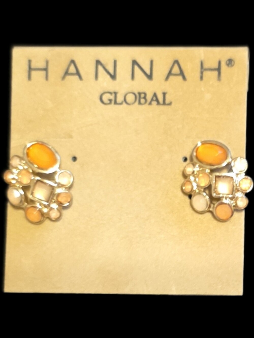 Orange & Peach Cluster Stud Earrings